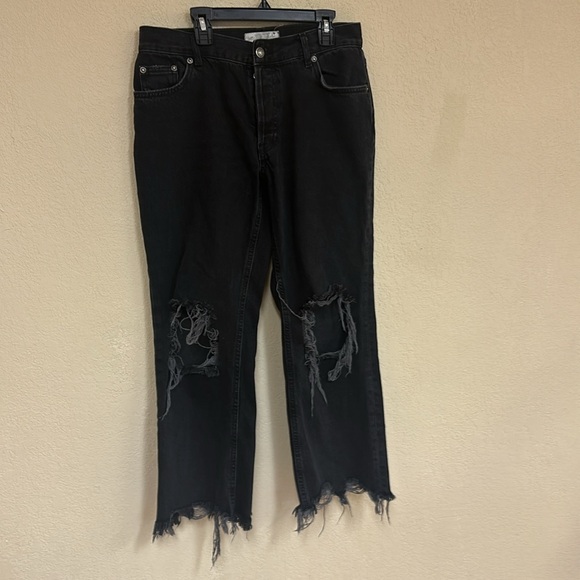 Free People We The Free Maggie Mid-Rise Straight-Leg Jeans Onyx Black NWOT - Picture 5 of 8